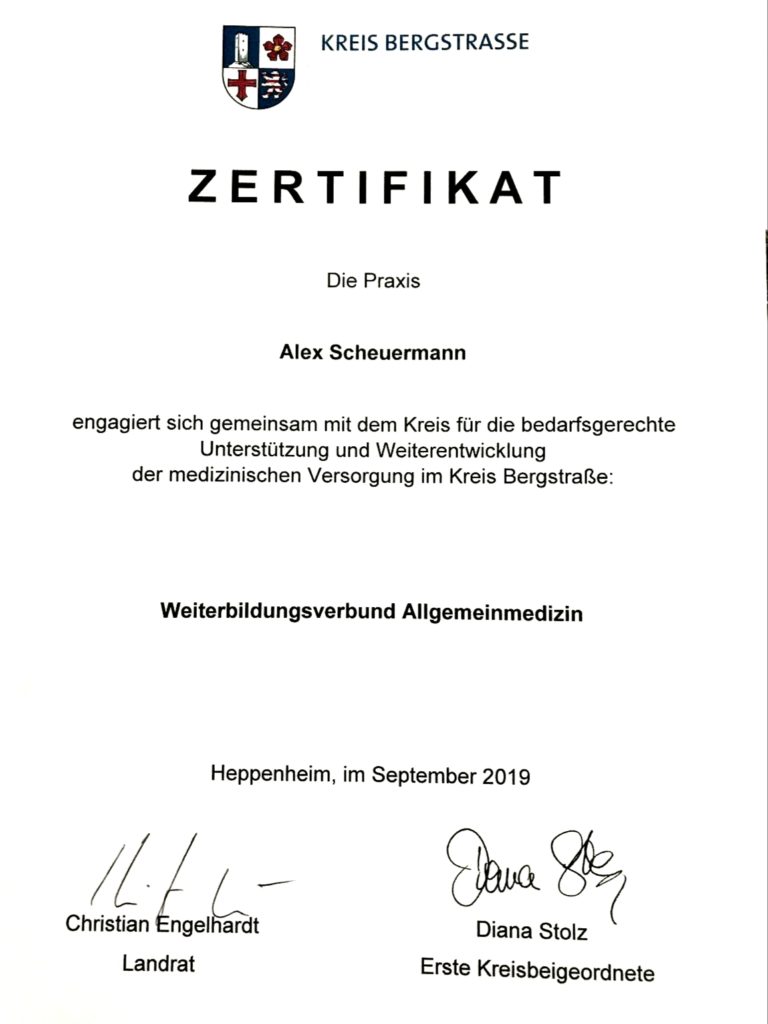 Zertifikat Weiterbildungsverbund Allgemeinmedizin